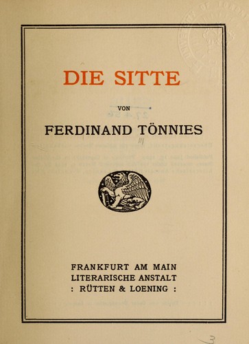 Cover for Die Sitte