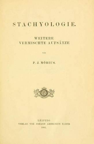 Cover for Stachyologie