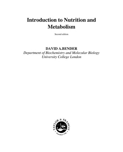 Cover for Introduction to nutrition and metabolism