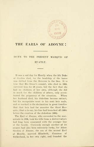 Cover for The Earls of Aboyne