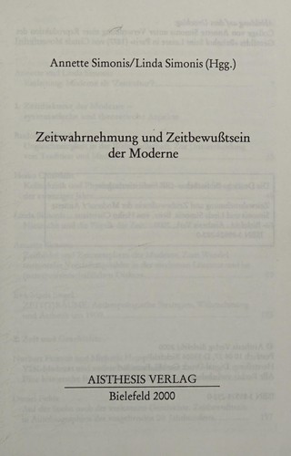 Cover for Zeitwahrnehmung und Zeitbewusstsein der Moderne