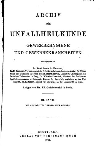 Cover for Archiv für Unfallheilkunde, Gewerbehygiene und Gewerbekrankheiten