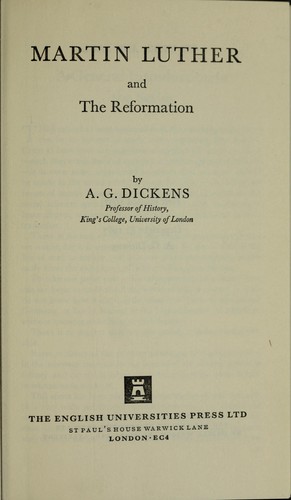 Cover for Martin Luther and the Reformation