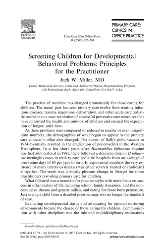 Cover for Behavioral Pediatrics, An Issue of Primary Care Clinics in Office Practice (The Clinics: Internal Medicine)