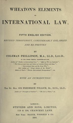 Cover for Wheaton's Elements of international law.