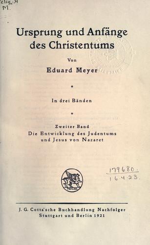 Cover for Ursprung und Anfänge des Christentums