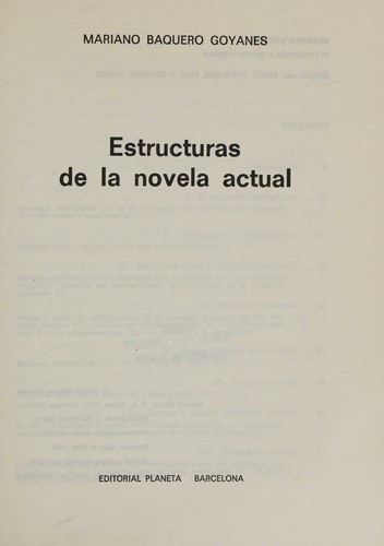 Cover for Estructuras de la novela actual.