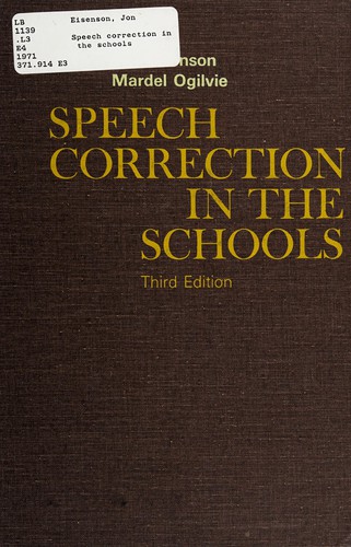 Cover for Speech correction in the schools