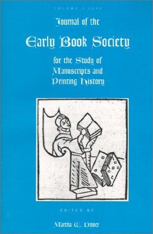 Cover for Journal of the Early Book Society