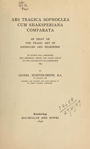 Cover for Ars Tragica Sophoclea cum Shaksperiana comparata