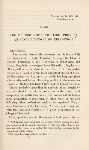 Cover for Letter to the Right Honourable the Lord Provost and Toun-Council of Edinburgh