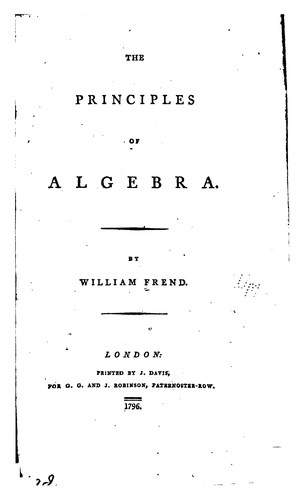 Cover for The Principles of Algebra