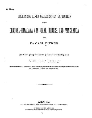 Cover for Ergebnisse einer geologischen Expedition in den Central-himalaya von Johar, Hundes, und Painkhanda