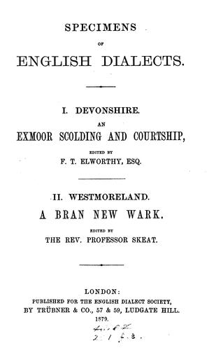 Cover for Specimens of English dialects.