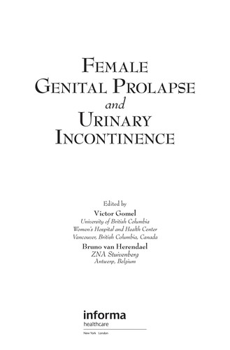 Cover for Female genital prolapse and urinary incontinence