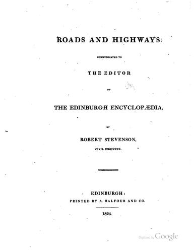 Cover for Roads & Highways: Communicated to the Editor of The Edinburgh Encyclopaedia