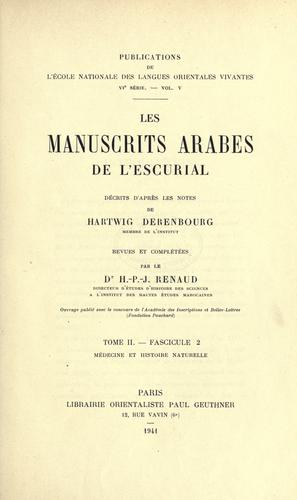 Cover for manuscrits arabes de l'Escurial.