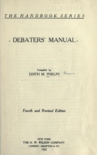 Cover for Debaters' manual