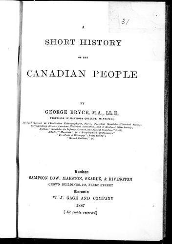 Cover for A short history of the Canadian people