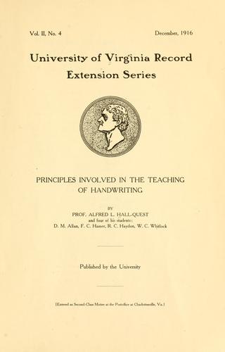 Cover for Principles involved in the teaching of handwriting
