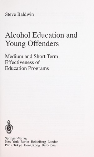Cover for Alcohol education and young offenders