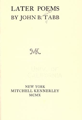 Cover for Later poems