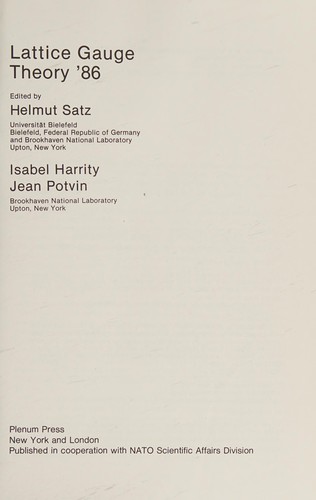 Cover for Lattice gauge theory '86
