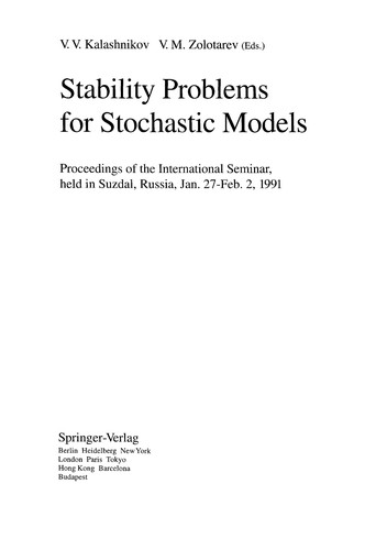 Cover for Stability problems for stochastic models