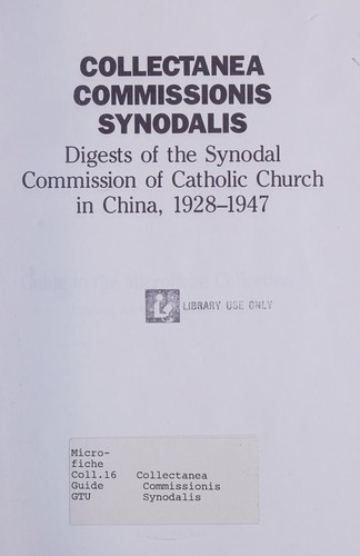 Cover for Collectanea Commissionis Synodalis