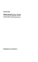 Cover for Erbschaft jener Zeit