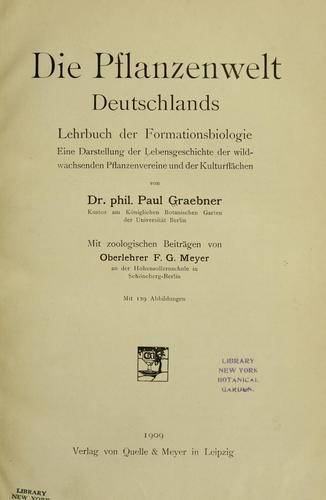 Cover for Die Pflanzenwelt Deutschlands