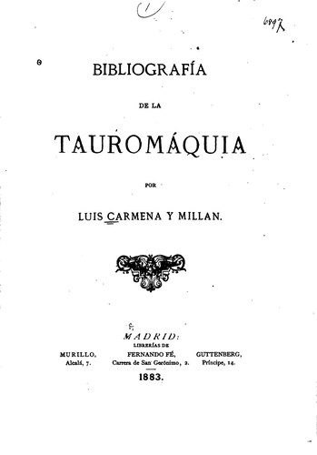 Cover for Bibliografía de la Tauromáquia