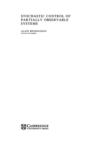 Cover for Stochastic Control of Partially Observable Systems