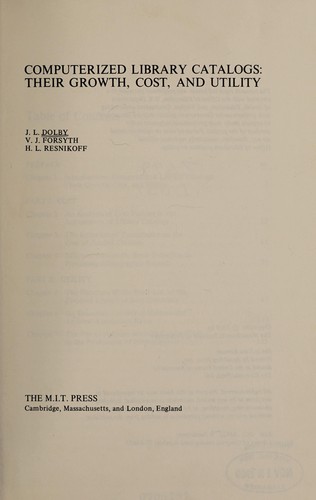 Cover for An Evaluation of the Utility and Cost of Computerized Library Catalogues
