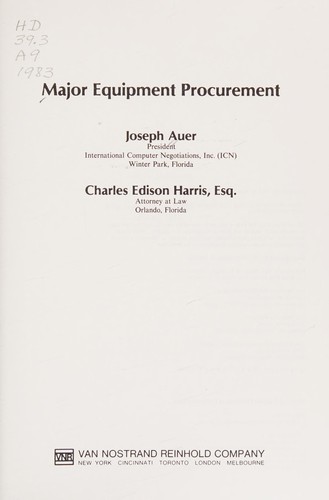 Cover for Major equipment procurement