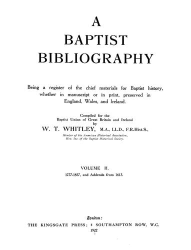 Cover for A Baptist bibliography