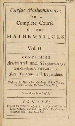 Cover for Cursus mathematicus: or, a compleat course of the mathematicks ... The whole illustrated with near 200 copper plates
