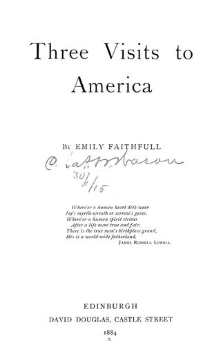 Cover for Three visits to America