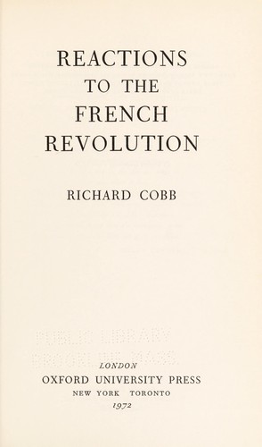 Cover for Reactions to the French Revolution