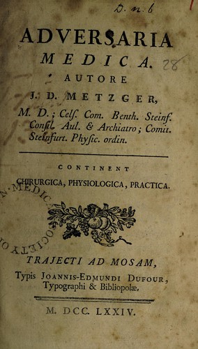 Cover for Adversaria medica
