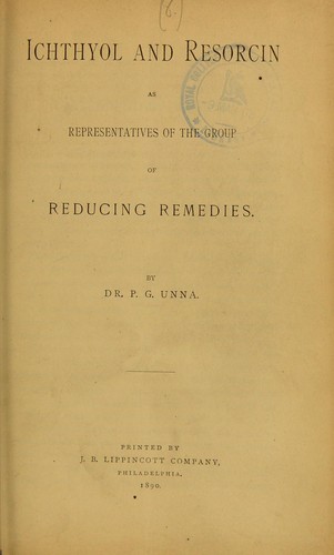 Cover for Ichthyol and resorcin as representatives of the group of reducing remedies