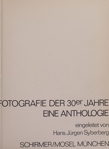 Cover for Fotografie der 30er Jahre