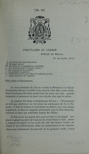 Cover for Circulaire au clerge