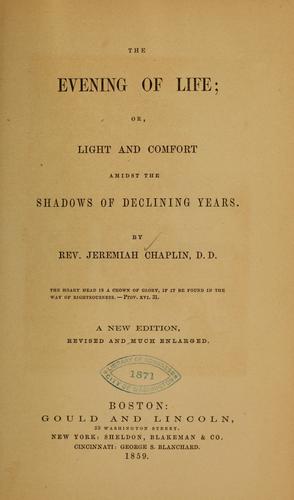 Cover for The evening of life