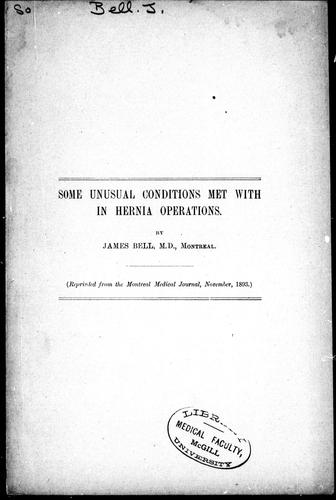 Cover for Some unusual conditions met with in hernia operations