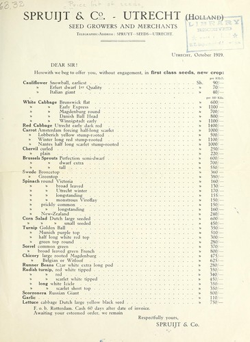 Cover for First class seeds, new crop [price list]