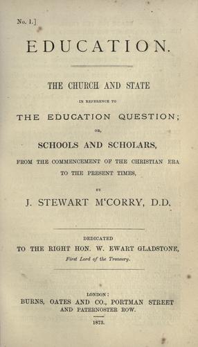 Cover for The church and state in reference to the education question