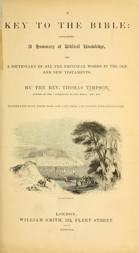 Cover for A key to the Bible ...