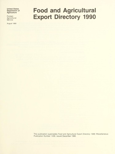 Cover for Food and agricultural export directory 1990