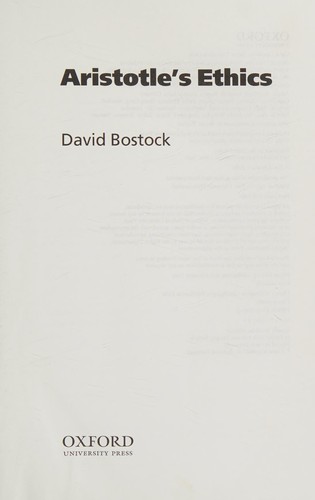 Cover for Aristotle's ethics